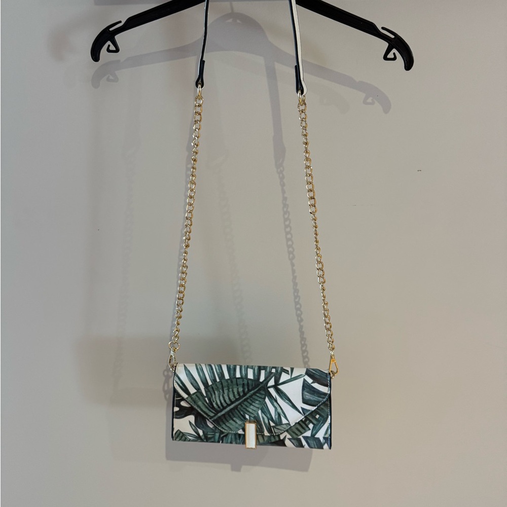 Tropical Leaf Print Crossbody Bag